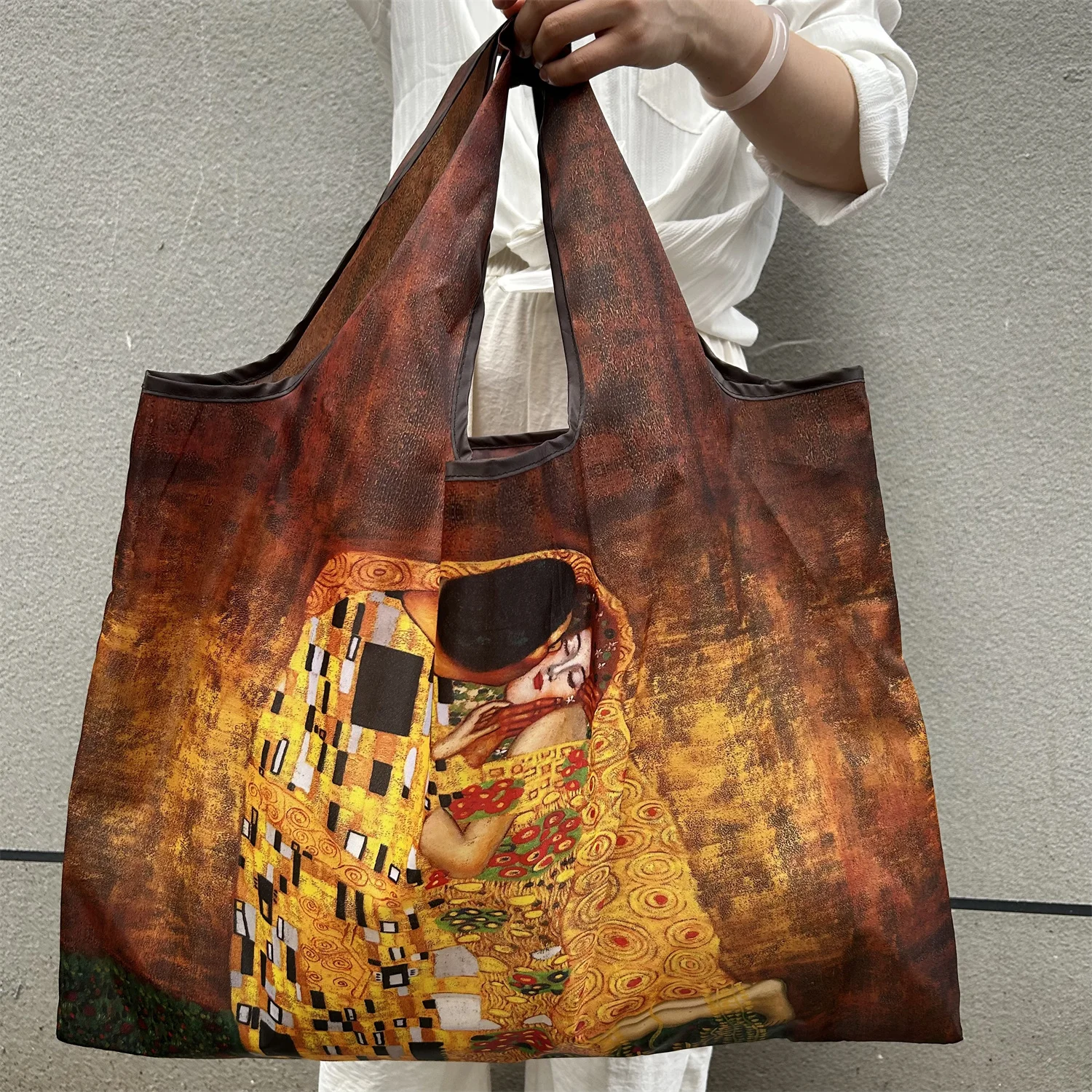 

New Fashion Bag Large Foldable Shopping Bag Reusable Grocery Storage Bag Nylon Portable Shoulder Handbag for Travel Pocket Tote