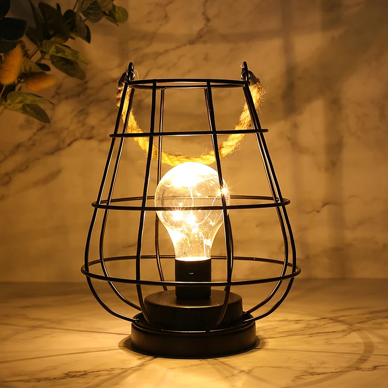 Creative Iron Minimalist Hollow Table Lamps Warm Light White Candle Holder Lantern Bedroom Bedside Desk Light For Home Decor