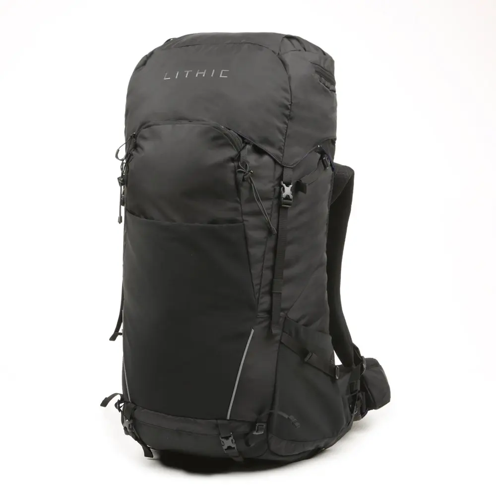 50 Liter Backpacking Backpack, with Reflective Accents, Black