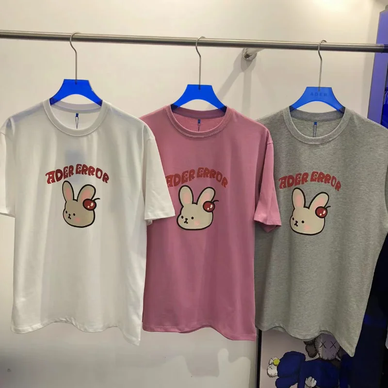 

23ss Korean Fashion ADER Strawberry Bunny Print T Shirt Pure Cotton Men and Women1:1 Round neck Half Sleeve women fashion