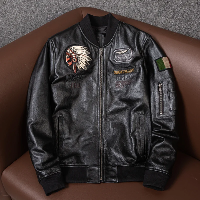 

2023 Jacket Men's Genuine Leather Autumn Cowhide Short Male Leather Jackets for Men Plus Size 5XL Coats Jaqueta Masculina Lq490