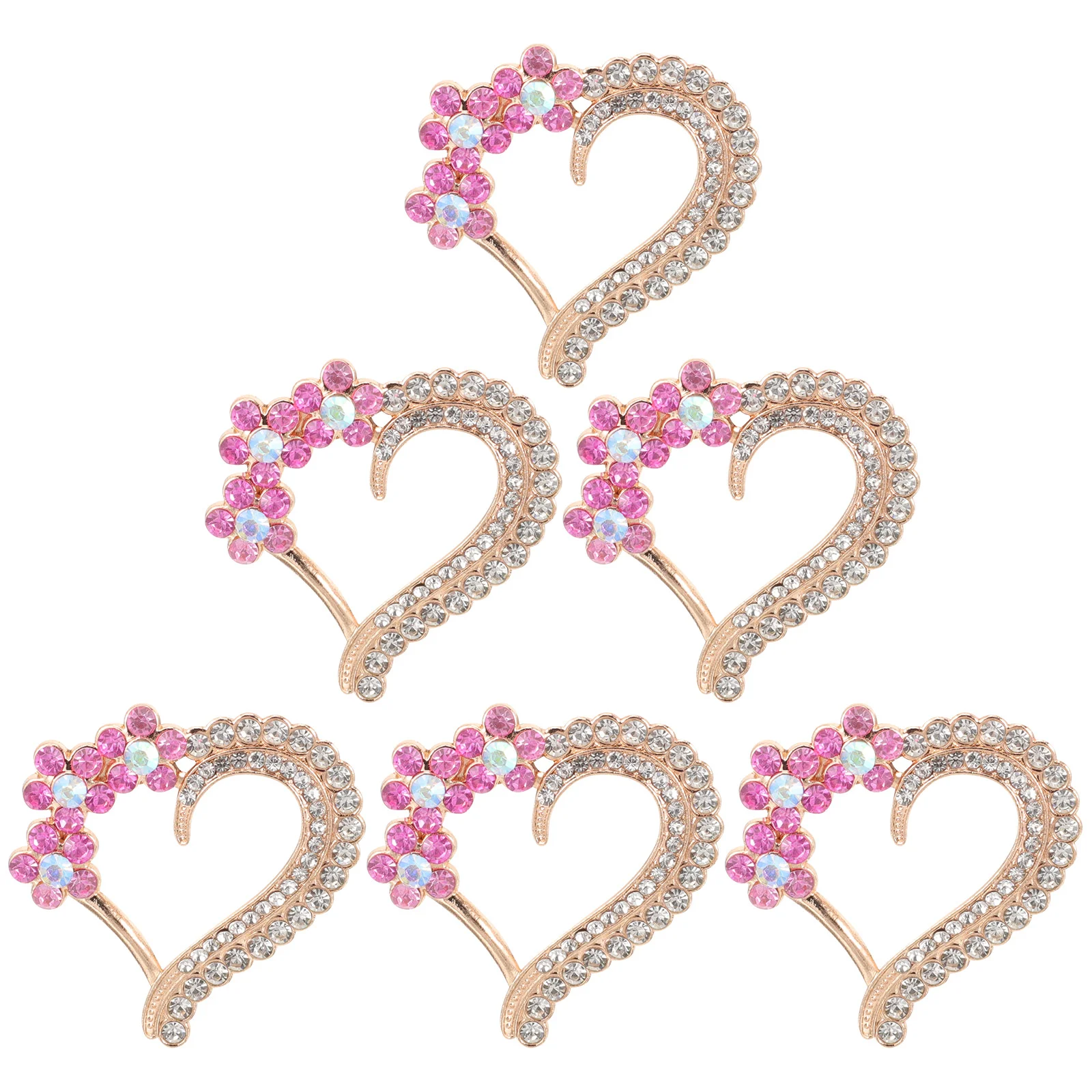 

10 Pcs Hot Glue Bottom Cloth Sticker Shoes Decor Alloy Decors Heart Patch Pink Paste Drill Sewing Rhinestones