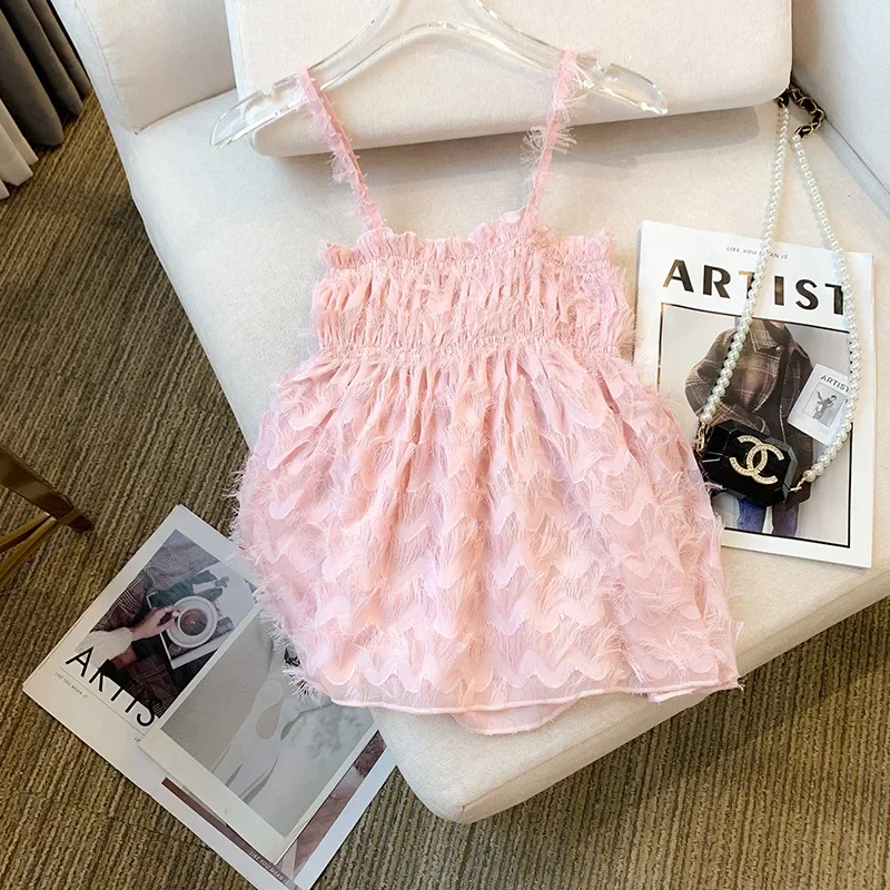 Новинка лета 2024 женский топ на бретелях высококачественный Модный укороченный