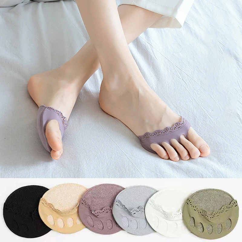 

5 Pairs Women Forefoot Pads High Heels Half Insoles 5 Toes Insole Foot Care Calluses Corns Foot Pain Care Absorbs Socks Toe Pad