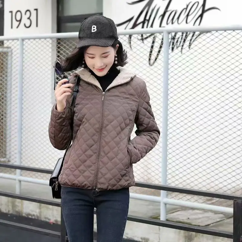Balonimo Winter Parkas Women Basic Jackets Warm Coat Female Zipper Fleece Women Hooded Cloths Korean Loose Outwear Ropa De Mujer
