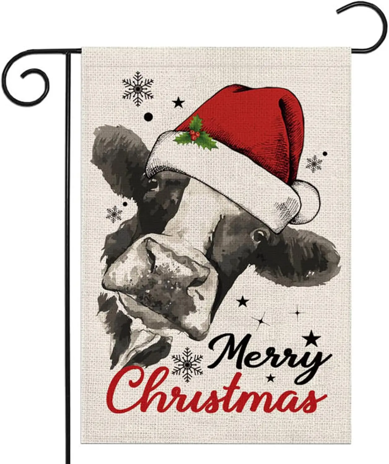 Рождественский Садовый флаг из коровы коровьей кожи с красной шапкой флаги Ярда