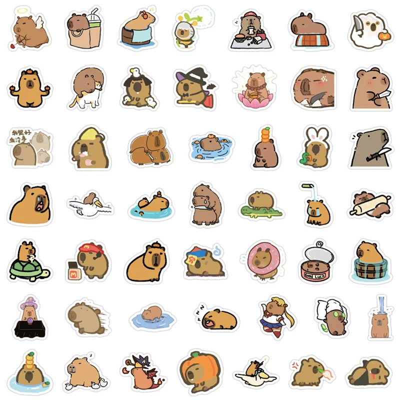 Мультяшная милая капибара ПВХ граффити наклейка липкая эстетическая