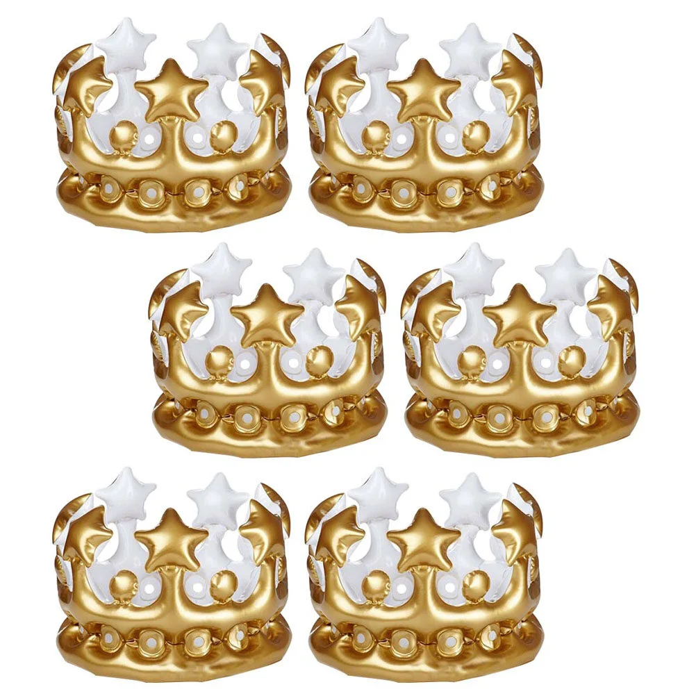 

6 Pcs Princess Hat Fancy Dress Inflatable Crown Birthday Kids Toys Festival Pvc Decorative Party Child