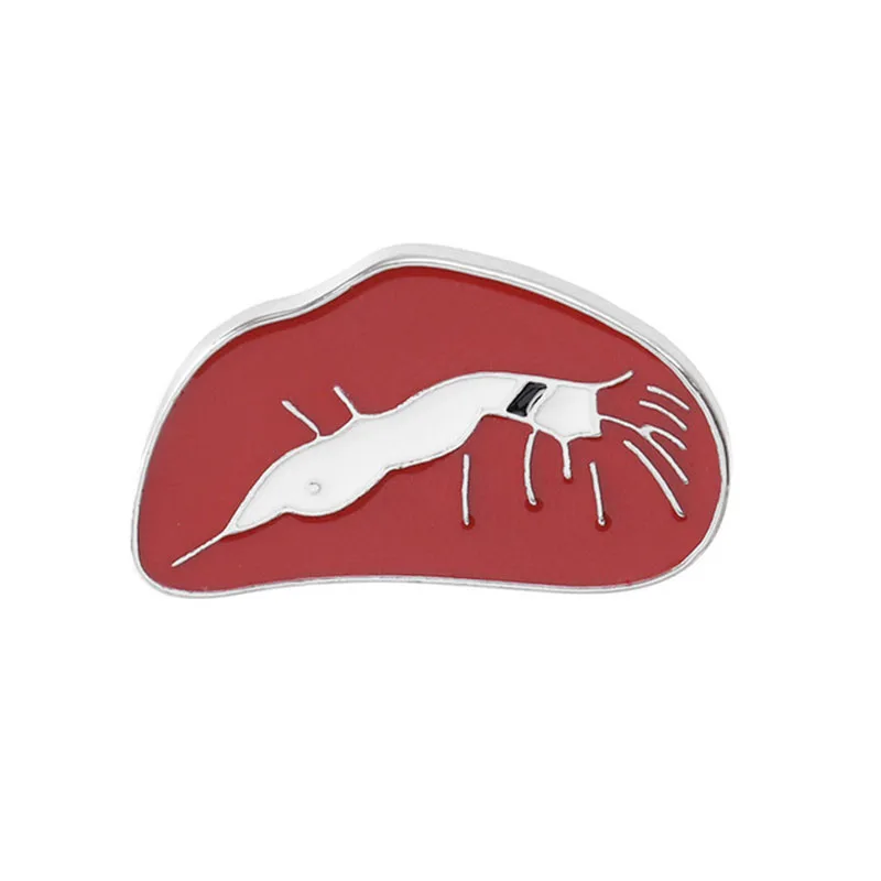Брошь в форме красных губ Женский значок из эмали и сплава Украшение для сумок и одежды Подарок в виде броши для женщин.