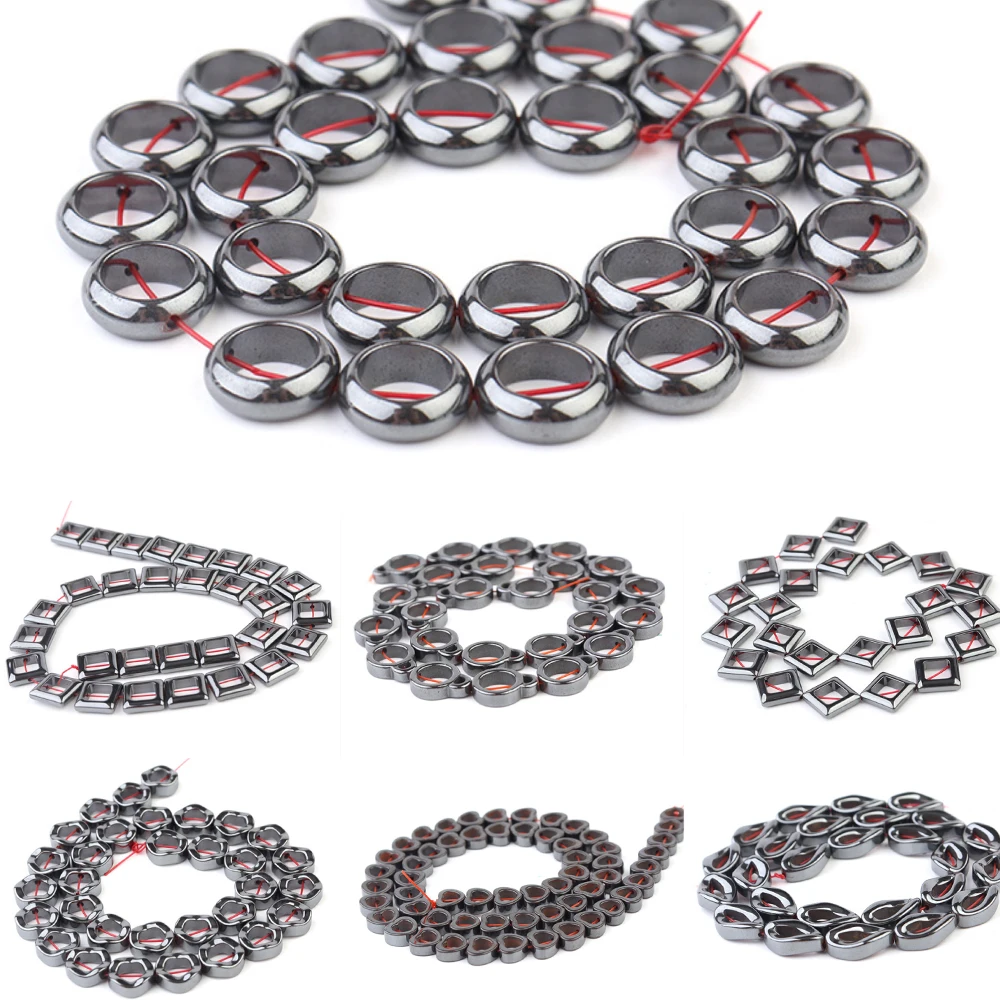 

9 Types of Natural Hematite Beads Black Hollow Hematite Loose Bead Jewelry Making DIY Bracelet Necklace Accessory Hematite Beads