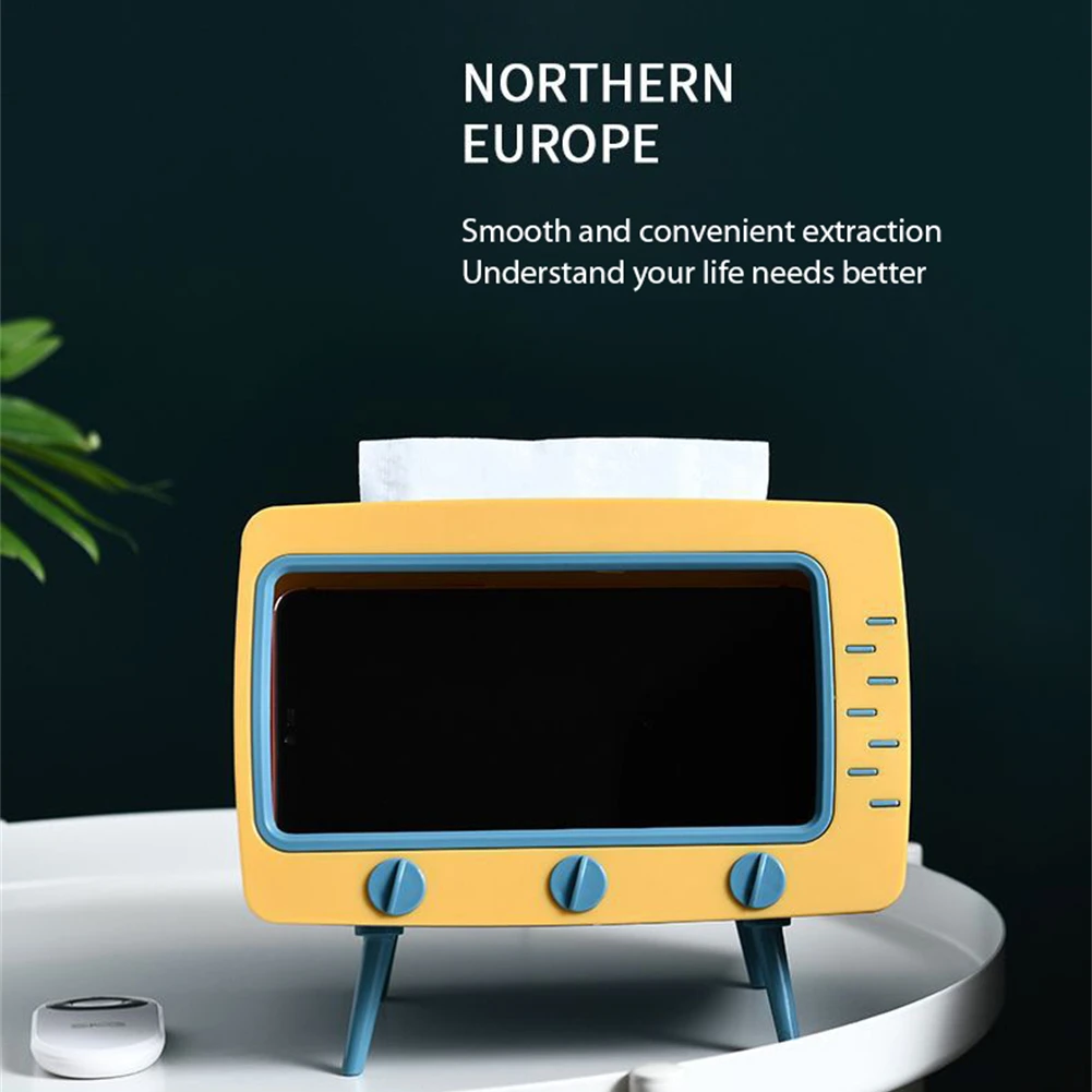 Креативный держатель для телефона 2 в 1 коробка хранения салфеток телевизора