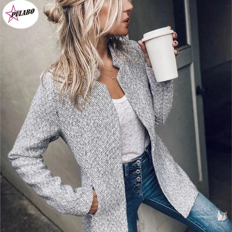 

y2k Women's Wool Blends Coat Winter PULABO Autumn Fashion Elegant O Neck Plaid Slim Long Pockets Woolen Outerwear Female