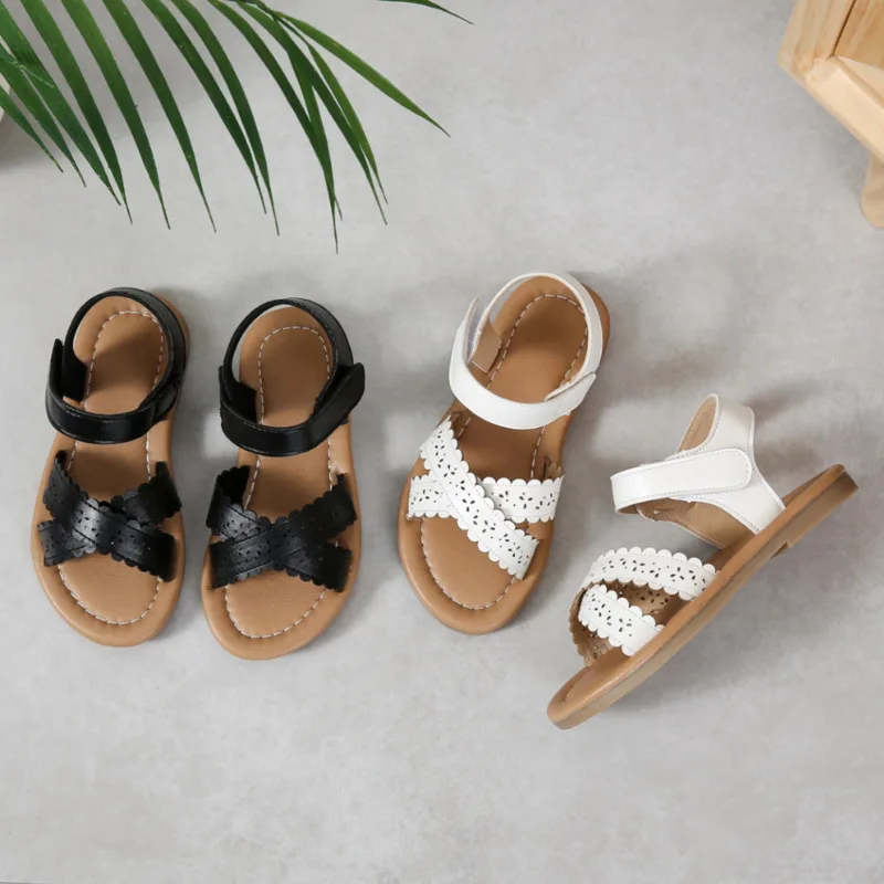 

Summer Children Sandals Princess Hollow Out Toddler Girls Fashion Sandals PU Soft Bottom Anti Slip Designer Kids Beach Shoes
