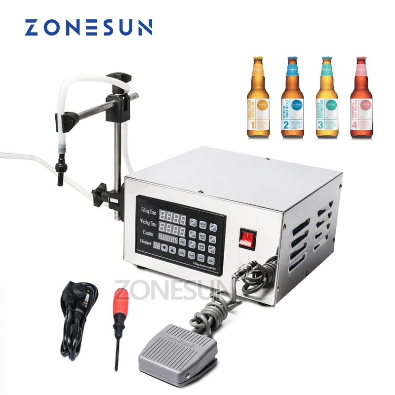 

ZONESUN Liquid Filling Machine Automatic Stainless Steel Diaphragm Pump Oil Juice Water Filler Beverages Cosmetics Production