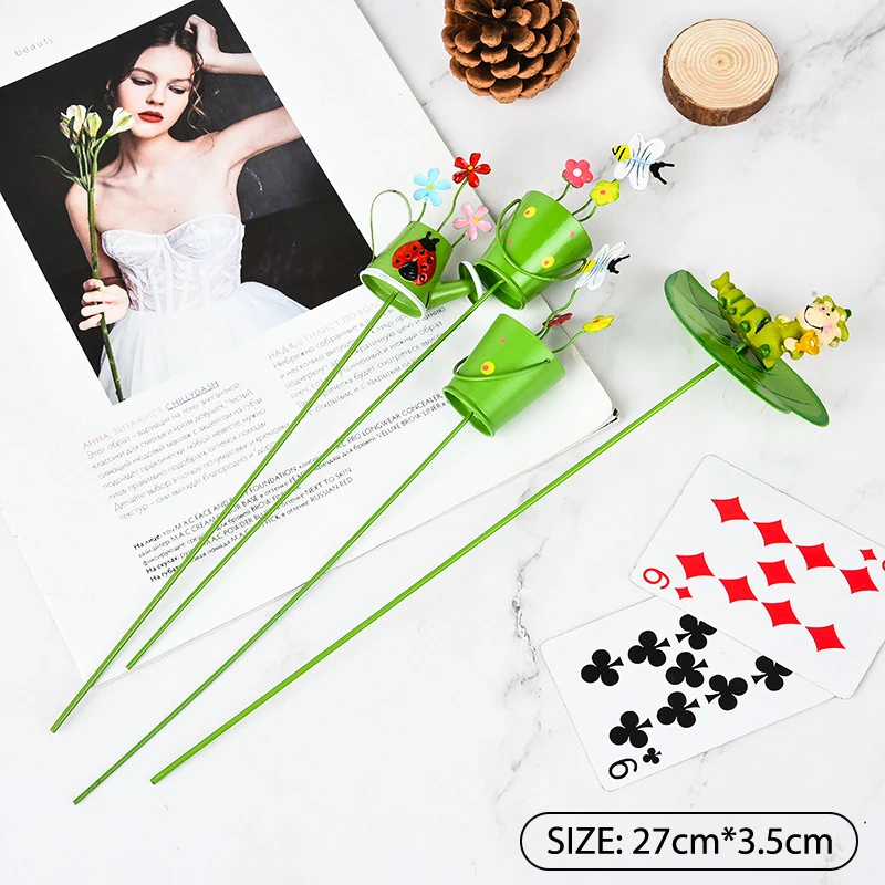 

1/2/4/5PCS Fairy Garden Picks Garden Decorative Flower Pot Metal Crafts Decor