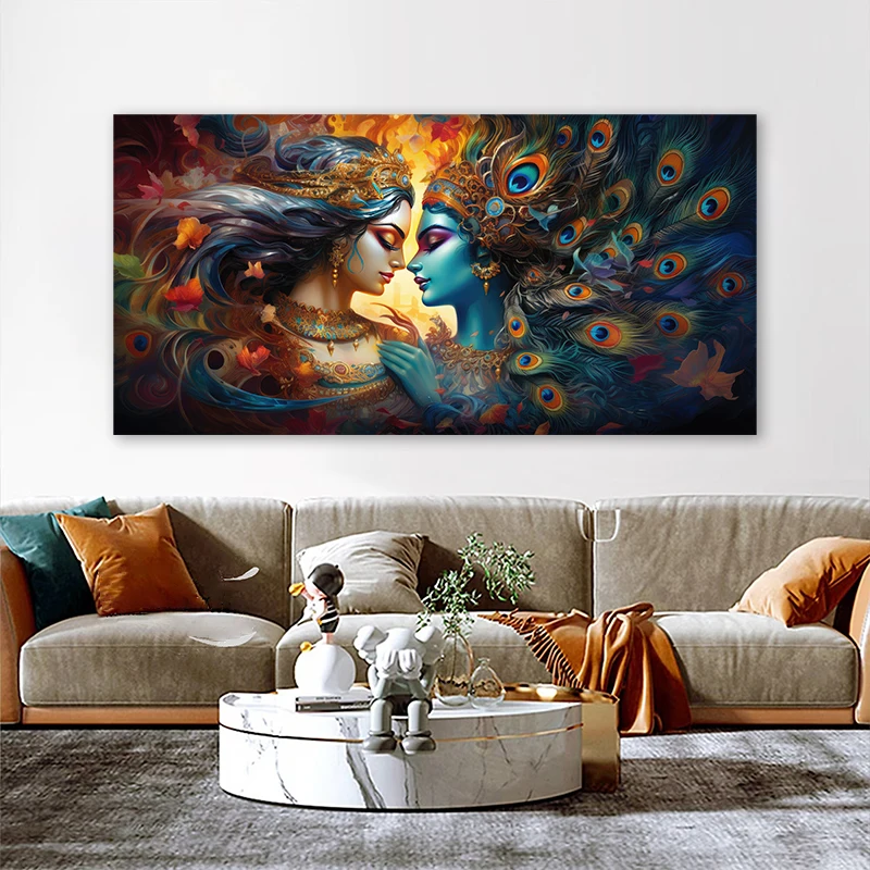 1 шт. абстрактные постеры и принты Radha Krishna Настенная картина для гостиной