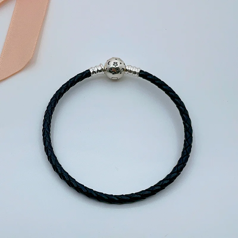 Original Leather Snake Chain Bracelet Secure Heart Clasp Beads Charms Bangles For Women Girls DIY Jewelry Making Fit PanDora