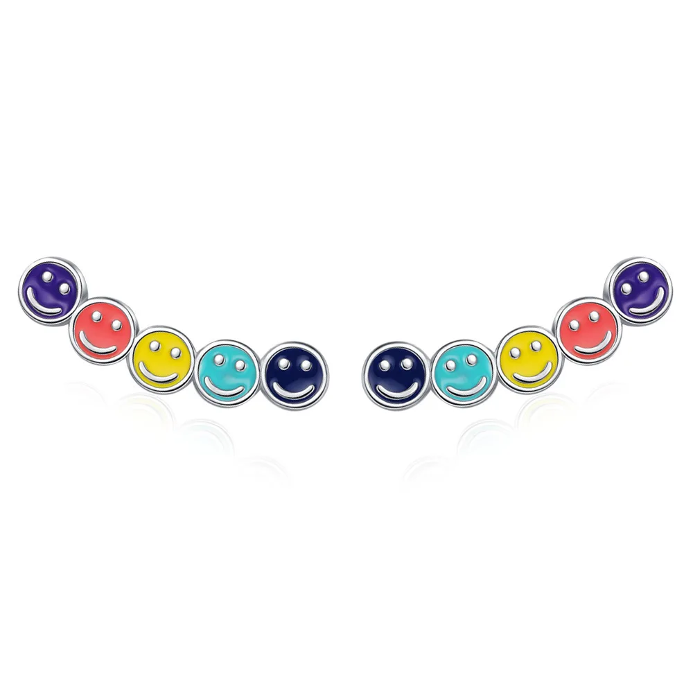 

Cute Colorful Yellow Blue Pink Green Sweet Smile Faces Long Pendant Acrylic Stud Earrings For Women