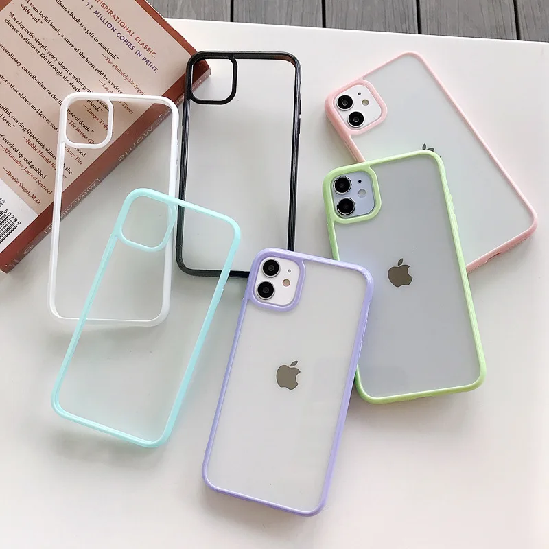 

Прозрачный однотонный чехол карамельного цвета для телефона IPhone 12 11 Pro Max X XR XS Max 7 8 6 Plus, жесткий акриловый чехол-накладка для IPhone 13 Pro Max