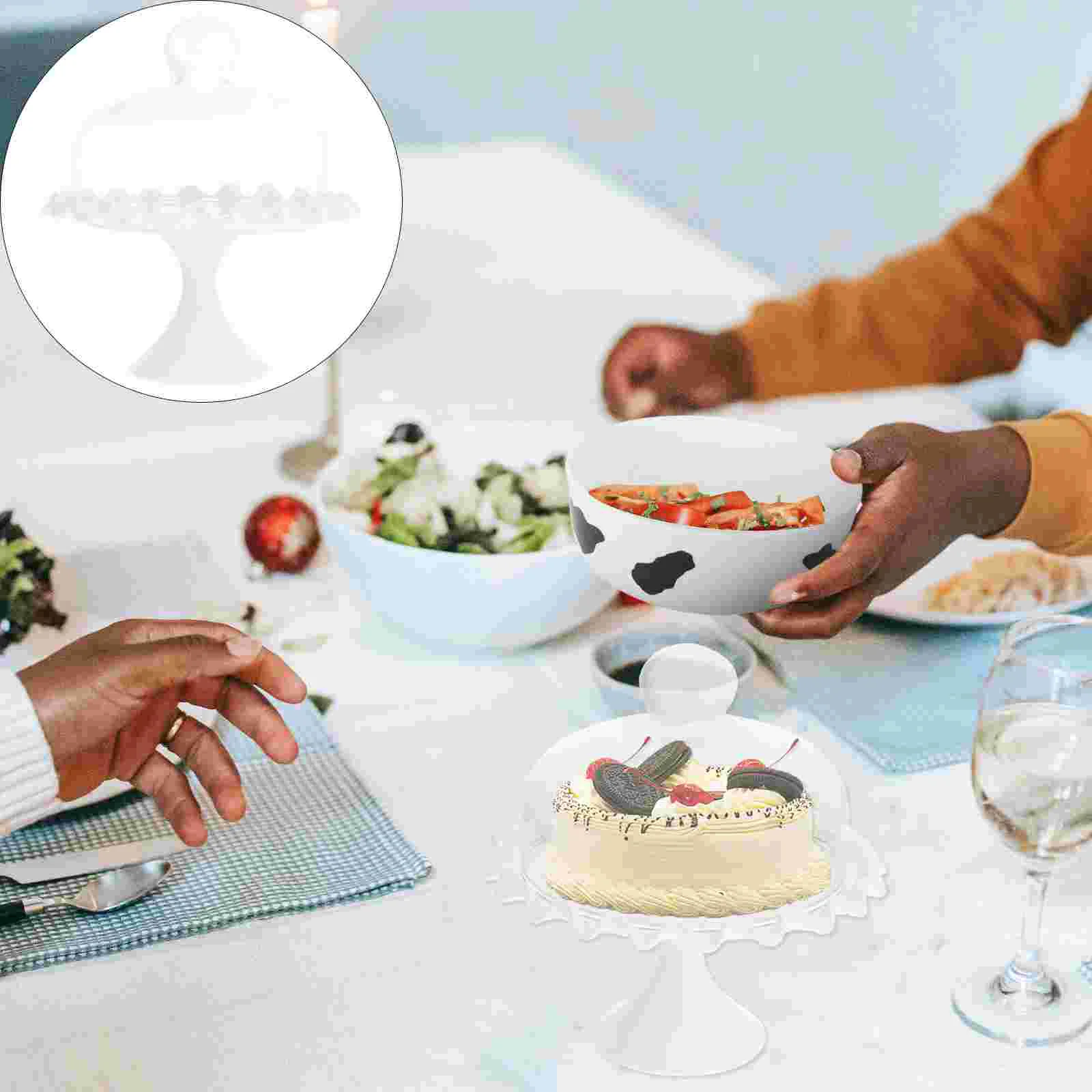 

Cake Cover Dome Glass Ceramic Cupcake Displayserver Plate Stand Round Pastry Tray Europeanparty Carrier Container