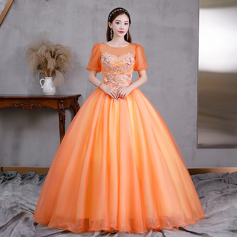 

Fairy Sweet Scoop Neck Quinceanera Dresses Exquisite Flowers Tulle Ball Dress Lace Illusion Floor-length Vestido De Debutante