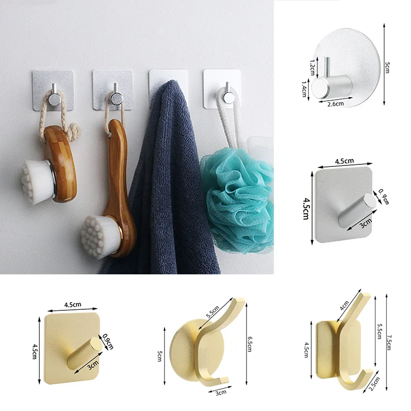 

Алюминиевая настенная вешалка для пальто, дверная вешалка, держатель для ключей, самоклеящиеся крючки для полотенец, вешалка для одежды, водонепроницаемые подвесные крючки, доступ в ванную комнату