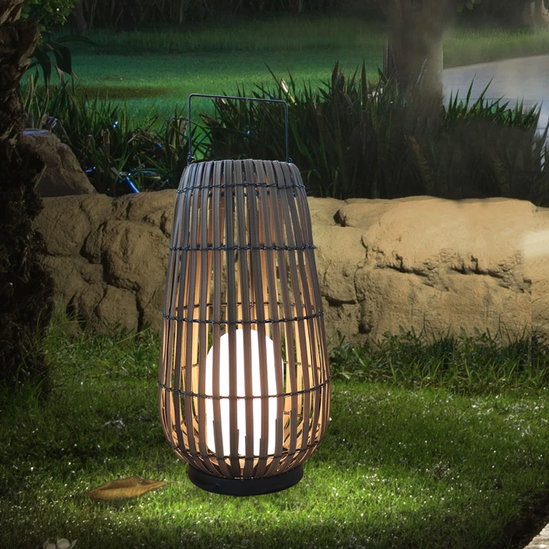 

Лампа для газона из ротанга, наружная садовая лампа B & B для балкона, садовая Водонепроницаемая Ландшафтная лампа, Солнечная лампа