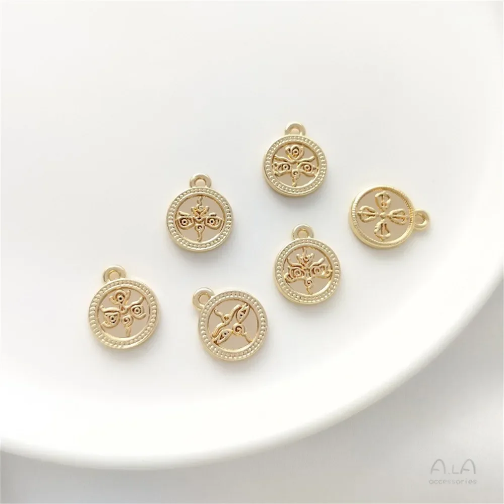 Подвеска-подвеска в золоте 14 карат с круглыми бирками браслет ручной работы