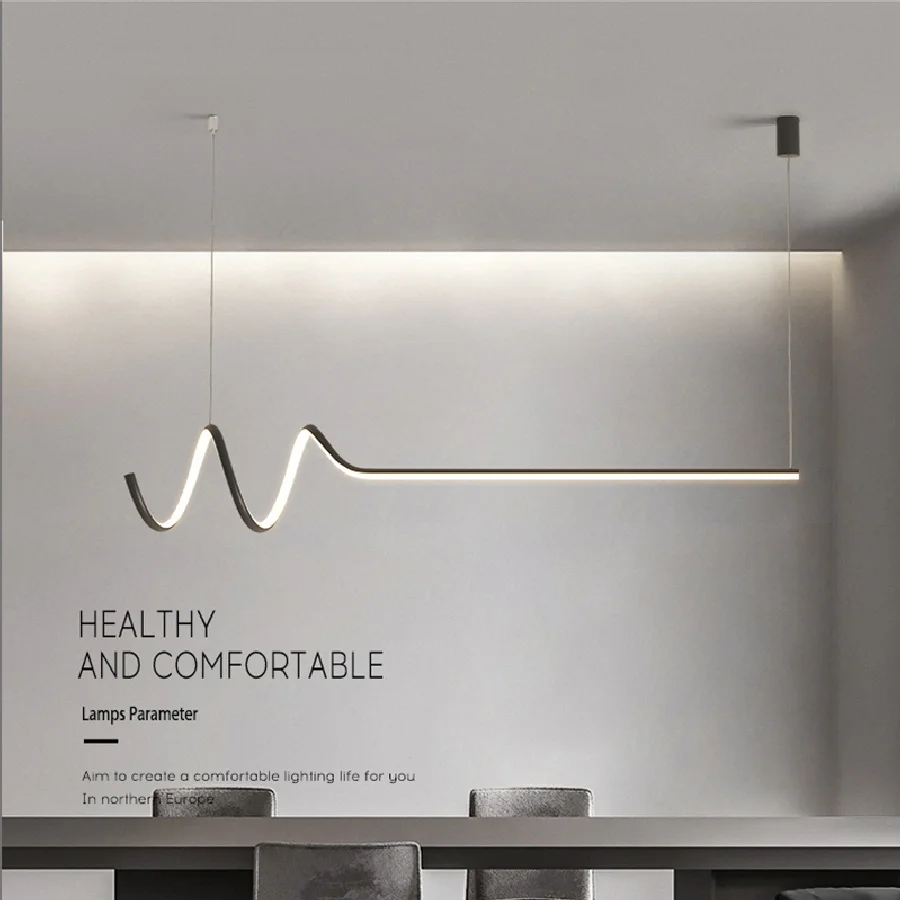

Dining room chandelier modern minimalist strip creative lamps LED minimalist office study dining room bar chandelier