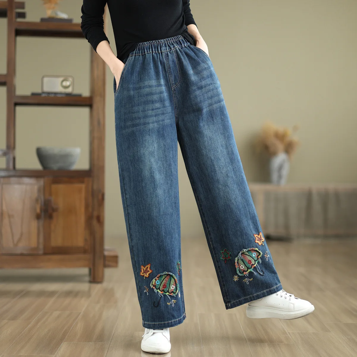 Женские винтажные прямые джинсовые брюки Aricaca с высокой талией модные