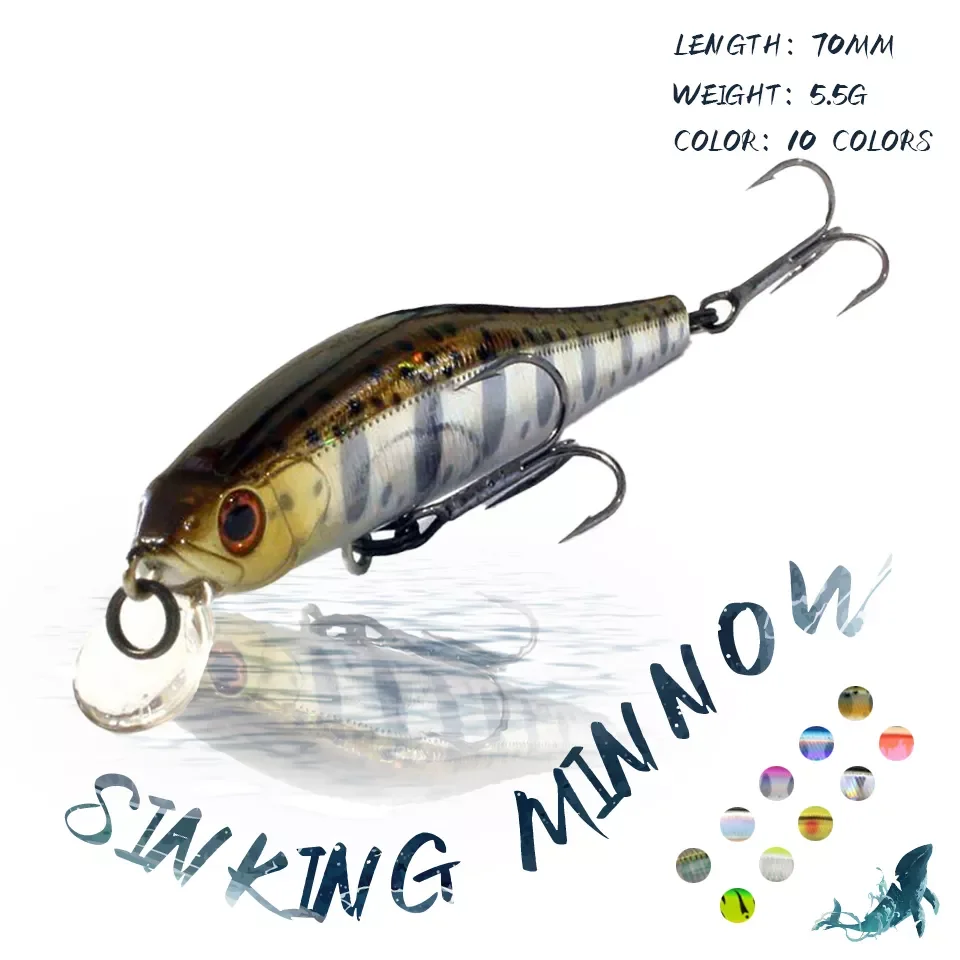 

1PCS 70MM/5.5G Fishing Lure Pencil Minnow Hard Artificial Bait Sinking Wobbler Japanese Design Pike Bass Fishing Tools