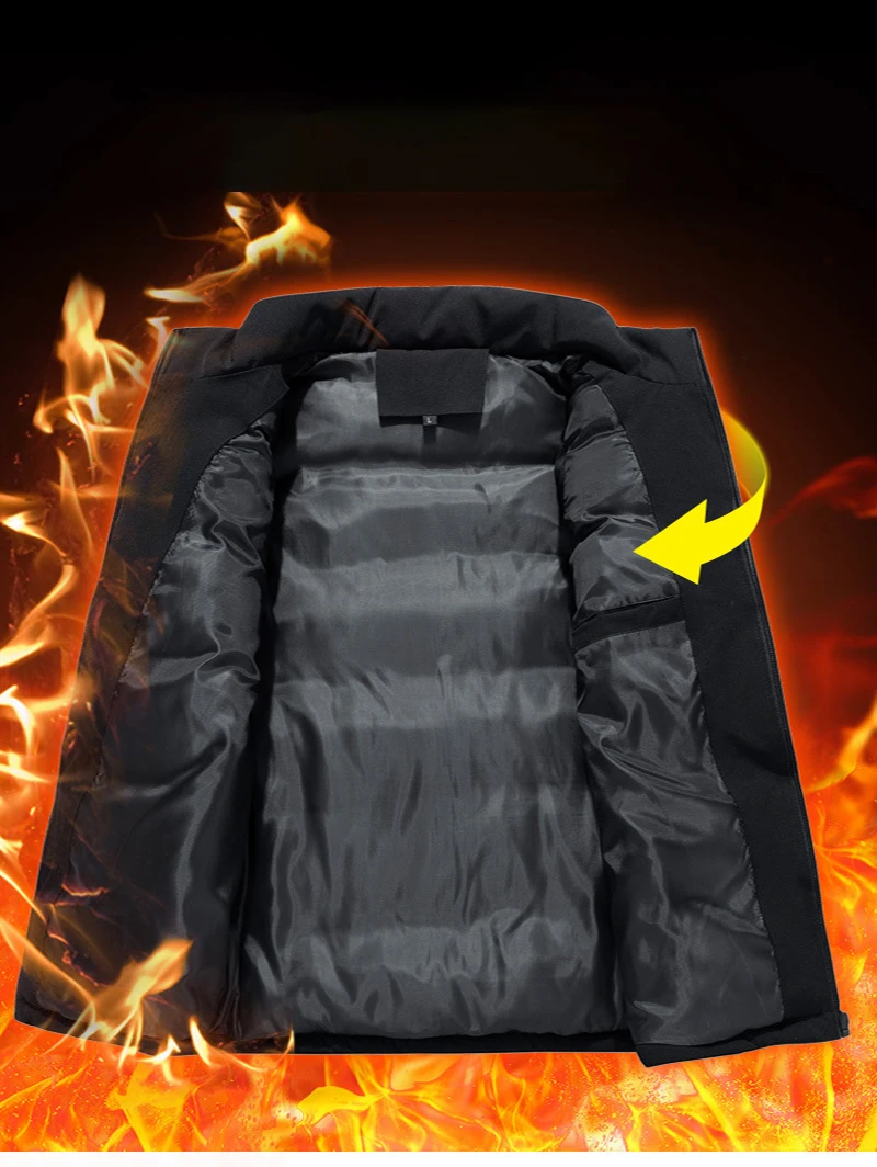 New Jacket Winter Warm Coats For Men Thickened Stand Collar Down Vest Oversize Jackets Puffer Vest Sleeveless Zipper Coat
