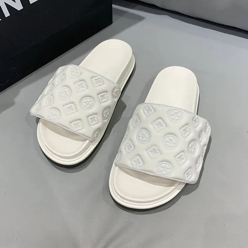 Летние женские тапочки вышитая платформа загородки Волшебная наклейка крупные