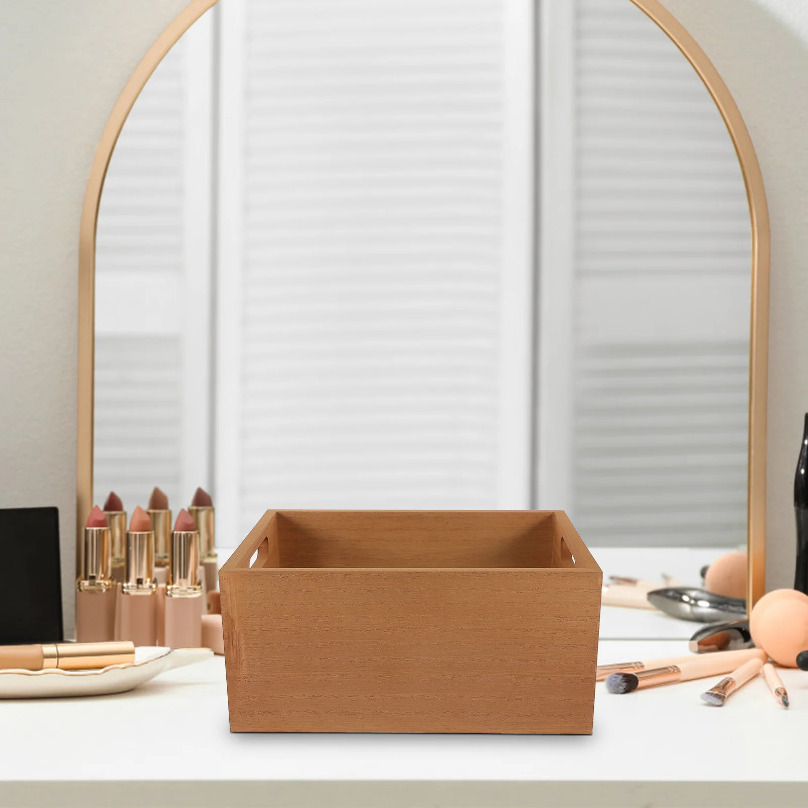 

Daily Sundries Organizer Wooden Books Stand Skin Care Holder Multi-purpose Perfume Container Desktop Stationery