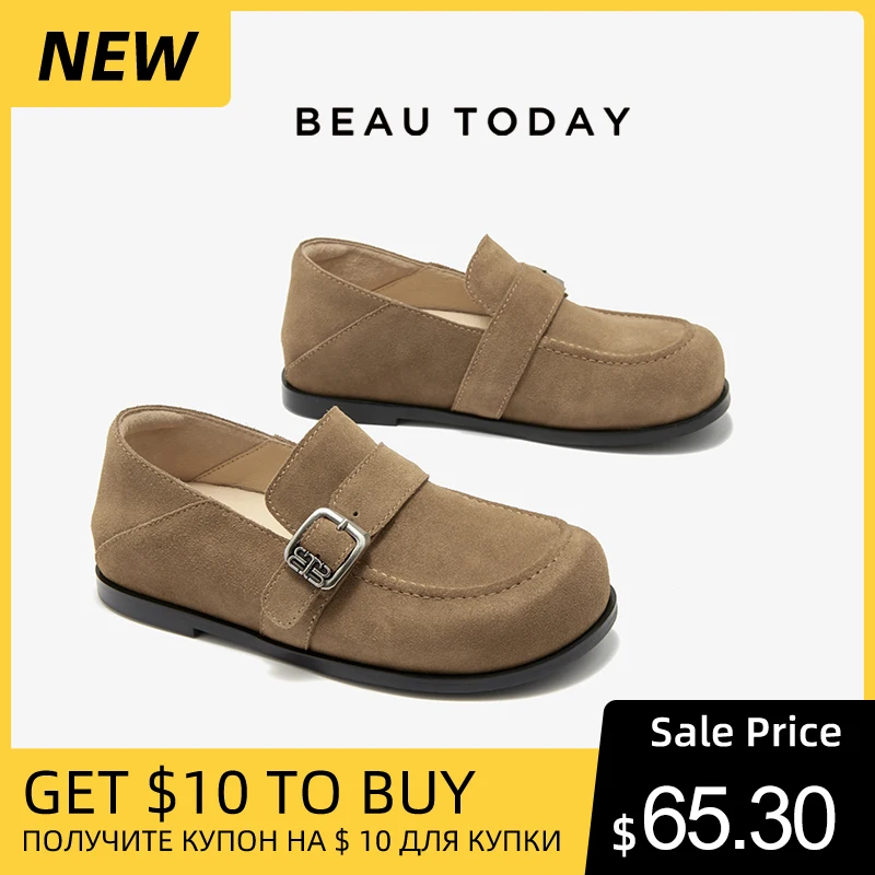 

BEAUTODAY/Женская обувь для отдыха на плоской подошве из коровьей замши; Однотонная женская обувь с металлическими украшениями; 26163 ручной работы