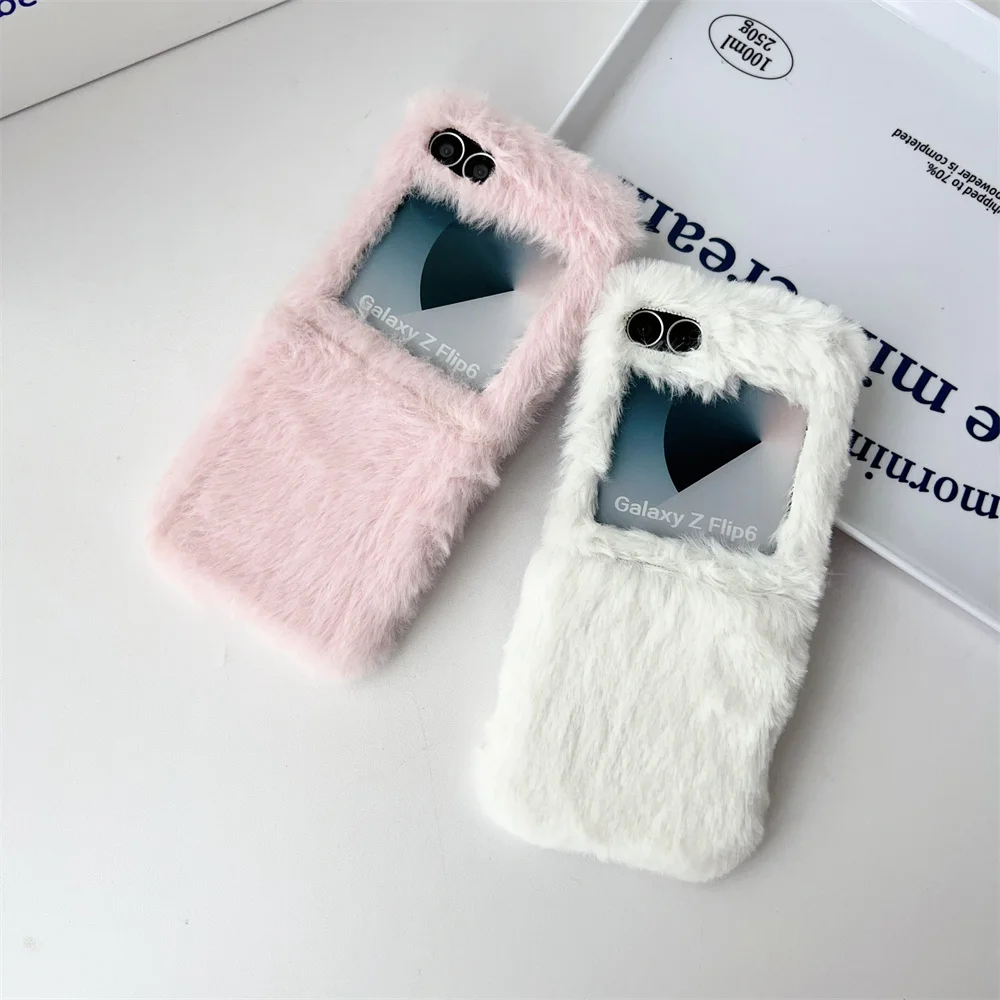 Luxury Plush Winter Warm Soft Flip 6 Phone Case for Samsung Galaxy Z flip 5 3 4 Z6 Flip4 flip5 Slim Shockrpoof flip6 Cover