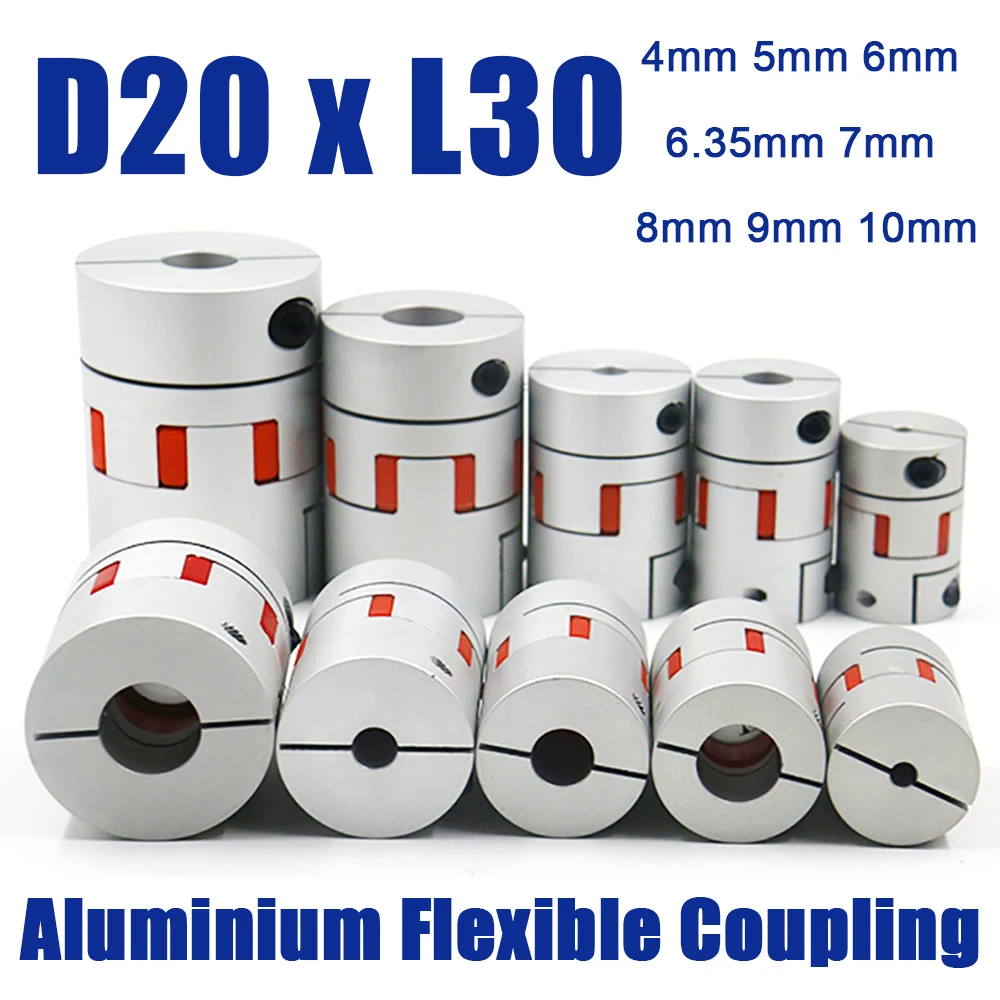 

D20xL30 Соединитель челюстного вала Паук Гибкий двигатель Алюминиевая сливовая гибкая муфта Разъем энкодера с ЧПУ 4 мм 5 6 6,35 мм 7 8 9 10 мм
