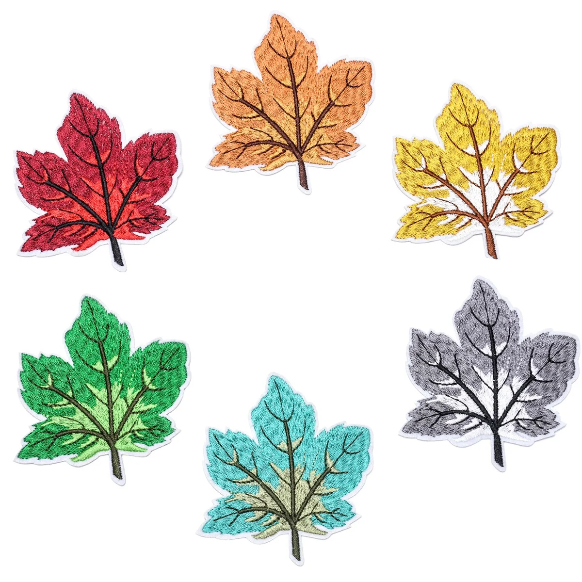 

6Pcs/Set Maple Leaf Series For on Clothes DIY Ironing on Embroidered Patches Hat Jeans T-shirt Sew-on Patch Applique Badge