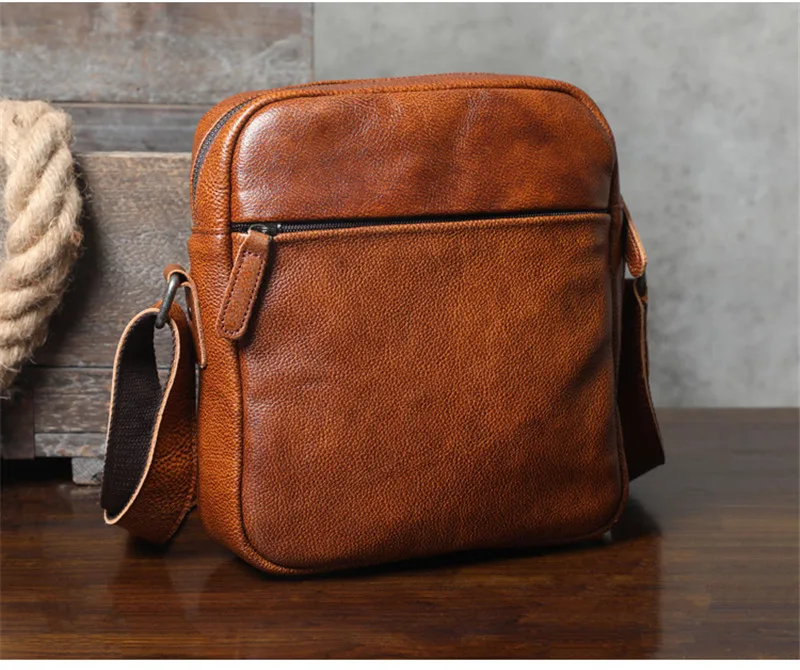 Simple vintage first layer cowhide men's shoulder bag outdoor daily natural organizer genuine leather youth small messenger bag