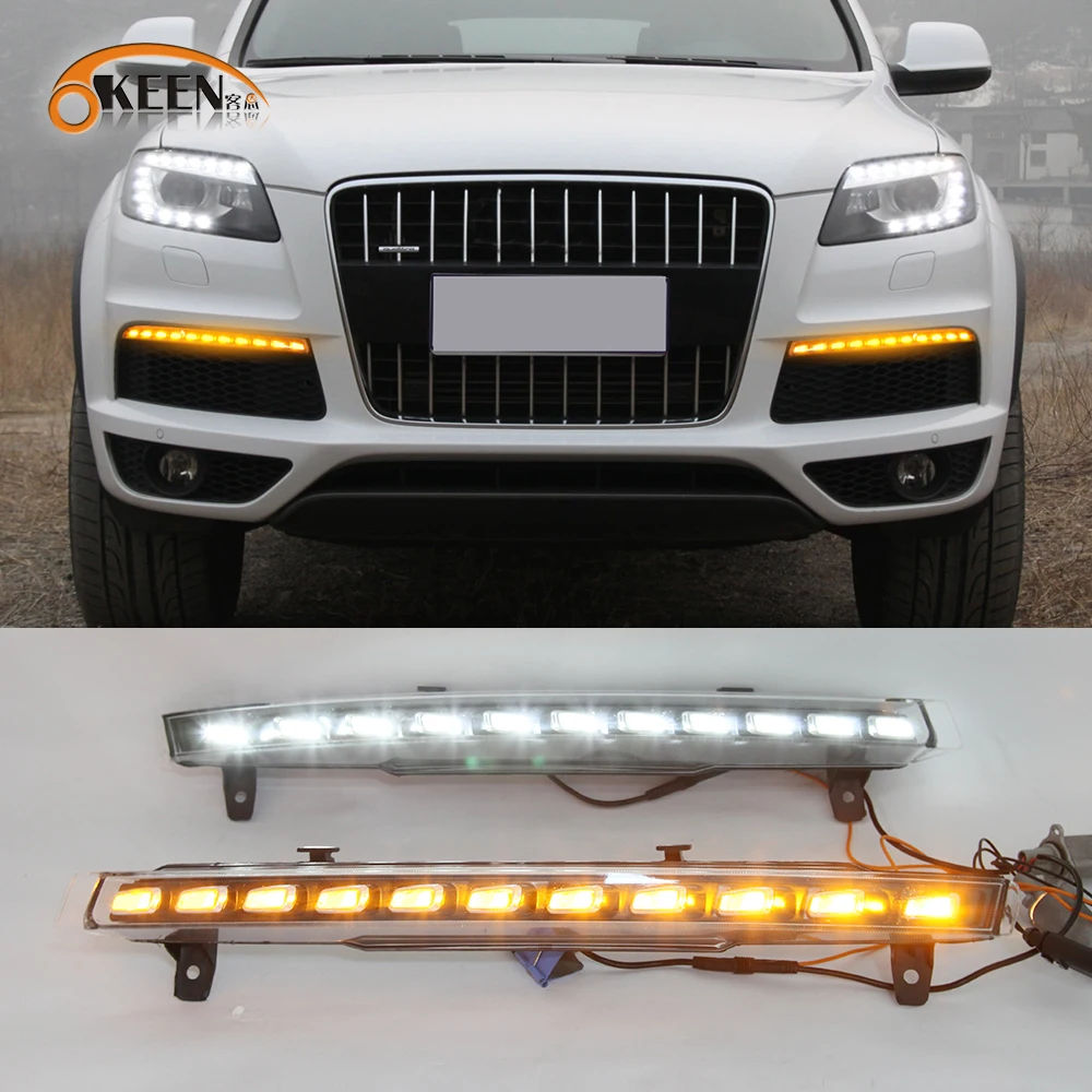 

OKEEN 1Pair Led Daytime Running Light For Audi Q7 2010 2011 2012 2013 2014 2015 Car Turn Signal Lights 12V DRL Auto Accessories