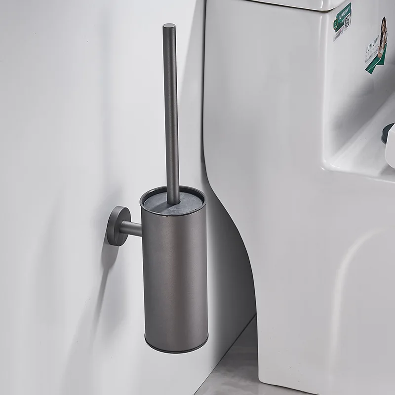 

Grey 304 Stainless Steel Toilet Without Dead Angle Toilet Brush Punching Nail-free Hotel Engineering Toilet Cleaning Set
