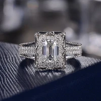 hot selling jewelry temperament ladies micro inlaid crystal square zircon copper ring engagement rings for women whole sale