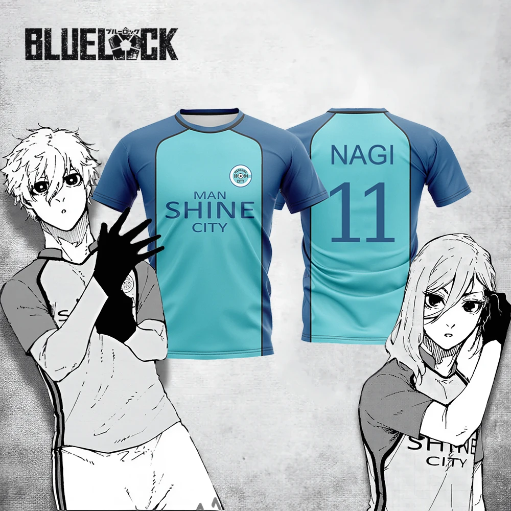 Фото Blue Lock NAGI Man Shine City Джерси японского аниме косплей футбольная форма дышащая спортивная футболка Hyoma Chigiri топы унисекс №1