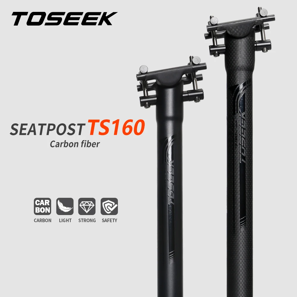 

TOSEEK Bicycle Seatpost Offset 0mm Mtb Retractable Canoe 27.2/30.8/31.6 Seat post Super Light 170g Length 400mm Carbon Seatpost