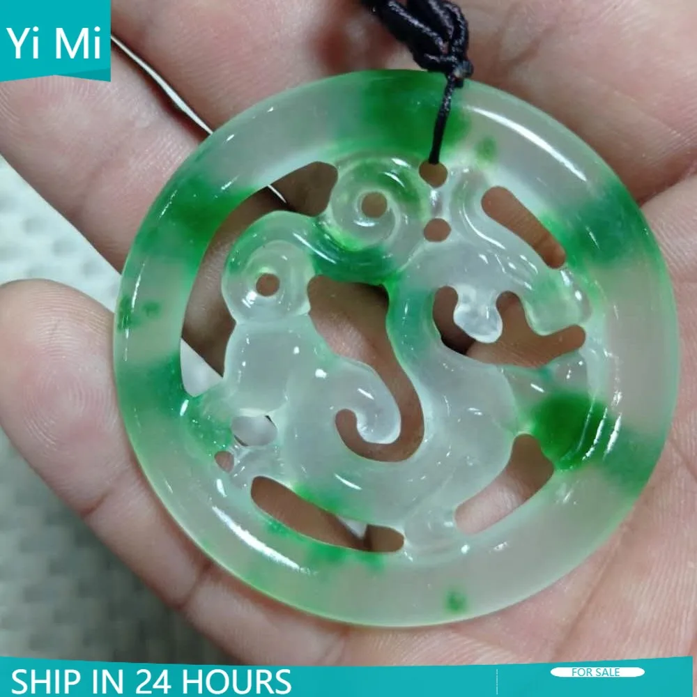 Myanmar Jade Hollow PI Xiu Hollow Hollow Double PI Xiu Jade Pendent Male Ice Jade Neckalce for Woman Choker Necklace