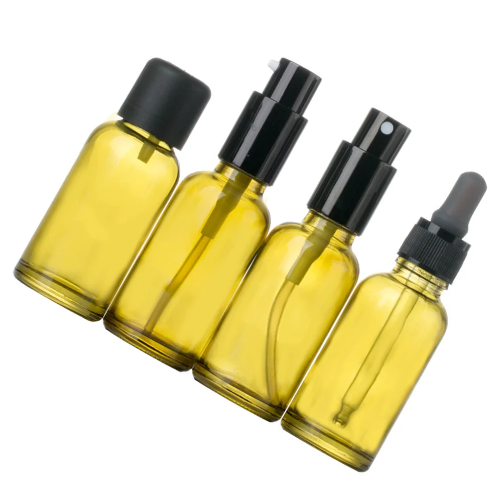 

4pcs Travel Bottle Glass Empty Lotion Bottle Portable Cosmetics Bottle 5ml