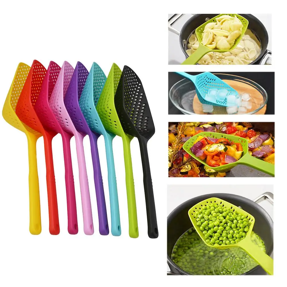 

Plastic Water Ice Shovel Filter Long Drain Strainer Colander Scoop Skimmer Spoon Water Leaking Shovels Kitchen Gadget Tools