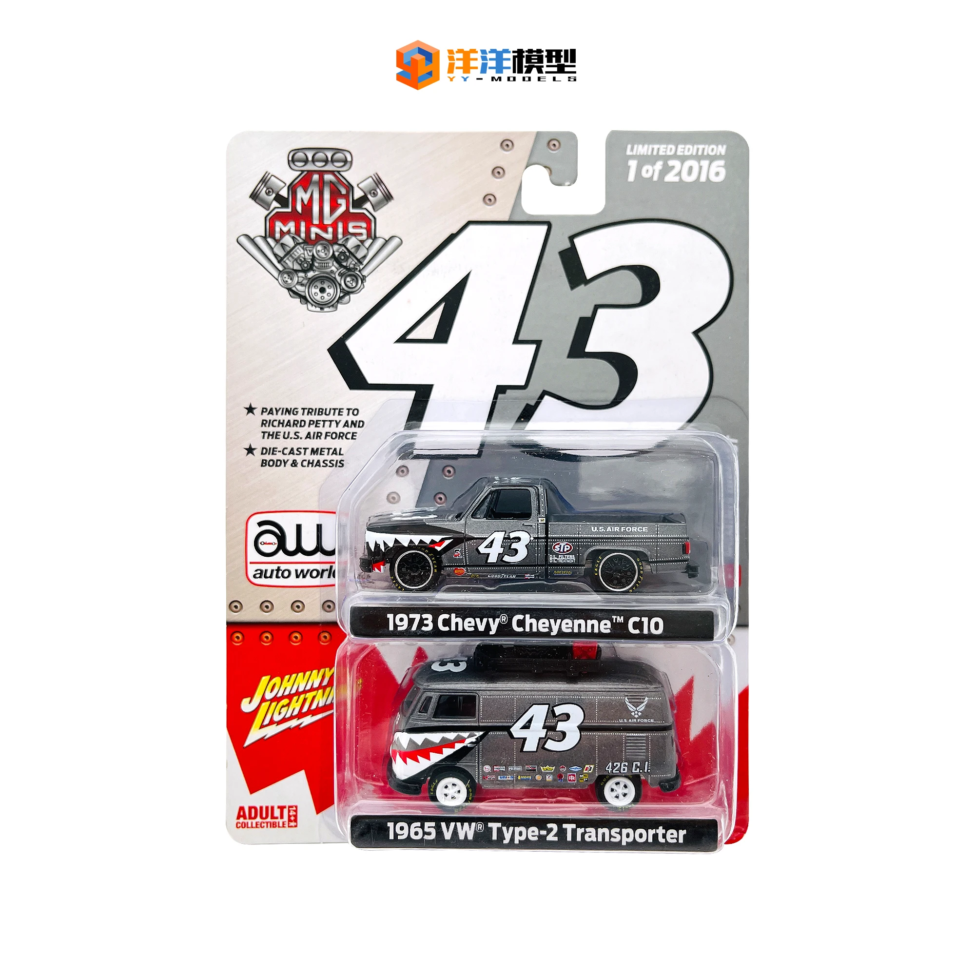 

1/64 auto world chevy Sharks beak flying Tigers Diecast Collection of Simulation Alloy Car Model Children Toys