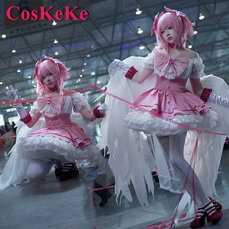 CosKeKe Kaname Madoka Косплей Аниме Puella Magi Magica Костюм Palgantong Милое великолепное