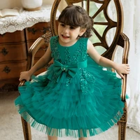 luxury baby dresses little girl ceremony carnival clothes wedding gown baptism infant lace prom fluffy multi layer for children